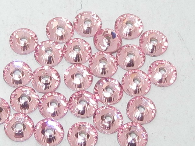 1 Gross 12ss (3mm) LIGHT ROSE SEW ON FLASTBACK European Rhinestones